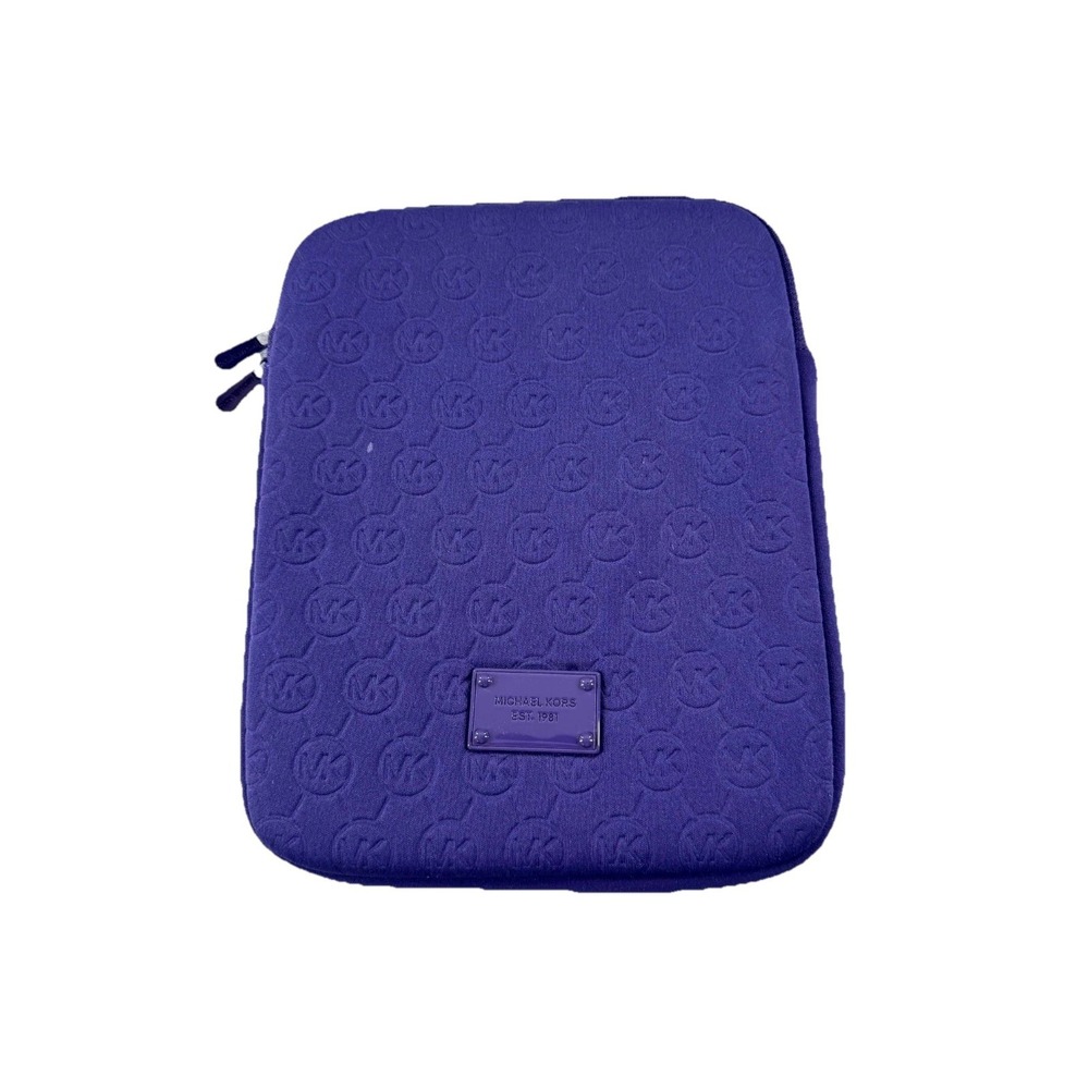Michael Kors Neoprene Tablet Case Purple Embossed Monogram iPad Sleeve Protector